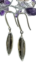 Load image into Gallery viewer, Rectangle Smoky Quartz Earrings, 48 carats, Sterling Silver, Caramel Brown, Checkerboard Faceted, Grounding Stone - GemzAustralia 
