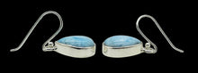 Load image into Gallery viewer, Teardrop Larimar Earrings, Blue &amp; White Stone, Dolphin Stone, Stone of Atlantis, Sterling Silver, Spiritual Stone, Deep Powers, Volcanic Gem