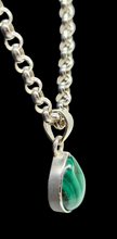 Load image into Gallery viewer, Malachite Pendant, Pear Shaped, Sterling Silver, Rich Green Gemstone, Bezel Setting, Visionary Gemstone, Warns of Danger - GemzAustralia 