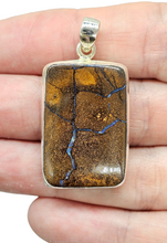 Load image into Gallery viewer, Rectangle Boulder Opal Pendant, Solid Opal, Australian Opal, Sterling Silver, October Birthstone, Precious Stone - GemzAustralia 