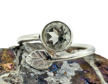 Load image into Gallery viewer, Green Amethyst Wrap Around Leaf Ring, Size 8, Sterling Silver, Prasiolite Gemstone, Powerful Protection Stone, Spiritual - GemzAustralia 