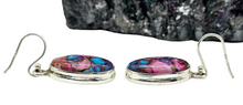 Load image into Gallery viewer, Oval Shaped, Oyster Turquoise &amp; Pink Opal Earrings, Sterling Silver, Hot Pink Gemstone, Spiny Oyster Shell, Courage Stone - GemzAustralia 
