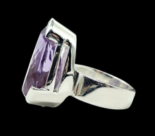 Load image into Gallery viewer, Pear Faceted Amethyst Ring, 16 carats, size 6.5, Sterling Silver, Protection Amulet, February Birthstone - GemzAustralia 