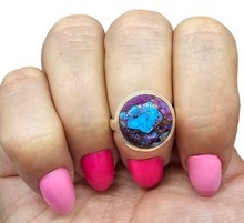 Load image into Gallery viewer, Purple &amp; Blue Mojave Turquoise Ring, Size 6.5, Round Shaped, Sterling Silver, Goddess Gem, Protection Stone - GemzAustralia 
