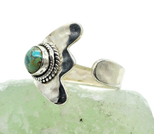 Load image into Gallery viewer, Blue Green Turquoise Ring, Adjustable, Sterling Silver, Round Shaped, Protection Stone, Love Stone, December Birthstone - GemzAustralia 