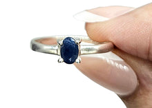 Load image into Gallery viewer, Australian Blue Sapphire Ring, Size 8, Sterling Silver, Oval Faceted, 1.2 carats, September Birthstone, Wisdom Stone
