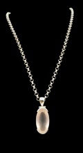 Load image into Gallery viewer, Rose Quartz Pendant, 28 Carats, Sterling Silver, Long Oval Faceted, Love Stone, Unconditional Love, Taurus Zodiac - GemzAustralia 
