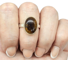 Load image into Gallery viewer, Oval Super Seven ring, Cacoxenite Stone, Melody Stone Ring, Size R, Sterling Silver, Opens all senses, Wellness Stone - GemzAustralia 