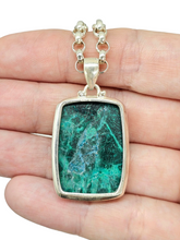 Load image into Gallery viewer, Chrysocolla Pendant, Rectangle Shaped, Sterling Silver, Turquoise Green Blue Gem, Communication Stone, Serenity Stone - GemzAustralia 