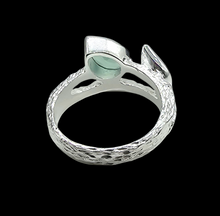 Load image into Gallery viewer, Blue Chalcedony Ring, Size N, Pear Faceted, Sterling Silver, Ethereal soft Blue Translucence, Creative Stone - GemzAustralia 