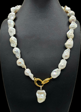 Load image into Gallery viewer, Baroque Flameball Pearl Necklace, 23 Inches, Freshwater Pearls, Gold Clasp, June Birthstone, Fireball Pearls, Bridal Jewellery - GemzAustralia 
