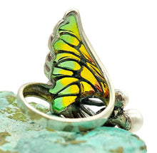 Load image into Gallery viewer, Art Nouveau Pearl and Enamel Statement Ring, Size 6.75, Sterling Silver, June Birthstone, Vintage Style