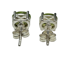 Load image into Gallery viewer, Peridot Stud Earrings, Sterling Silver, Oval Shaped, Prong Set, August Birthstone, Protection Gemstone - GemzAustralia 