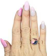 Load image into Gallery viewer, Square shaped Oyster Turquoise &amp; Pink Opal Ring, Size N, Sterling Silver, Love Stone, Copper Turquoise, Heart Chakra - GemzAustralia 