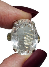 Load image into Gallery viewer, Clear Quartz Ring, Size M, Sterling Silver, 15 carats, Oval Faceted, Psychic Stone, Soul Cleanser, Clarity Gem, Thought Amplifier - GemzAustralia 