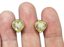 Load image into Gallery viewer, Lemon Quartz Studs, 6.4 carats, Pear Shaped, Sterling Silver, Bezel Set, Joy Gemstone, Confidence Stone, High Vibrational Stone - GemzAustralia 