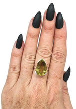Load image into Gallery viewer, Lemon Quartz Ring, Size 8, Sterling Silver, Pear Faceted, Prong Set - GemzAustralia 