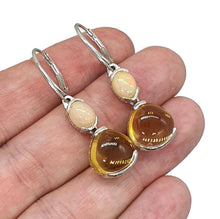 Load image into Gallery viewer, Ethiopian Opal &amp; Citrine Earrings, Sterling Silver, Oval &amp; Pear Shaped, Double Drop - GemzAustralia 