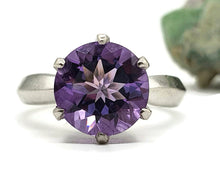 Load image into Gallery viewer, Amethyst Solitaire Ring, Sterling Silver, Size 7.75, prong set, NEW - GemzAustralia 