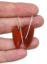 Load image into Gallery viewer, Carnelian Earrings, Arrowhead Design, Sterling Silver, Orange Red Gem - GemzAustralia 