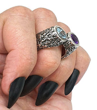 Load image into Gallery viewer, Amethyst &amp; Blue Topaz Ring, Size 8.5, February and December Gems - GemzAustralia 