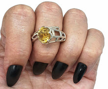 Load image into Gallery viewer, Citrine Ring, Size 8.5, Sterling Silver, Angel's Trumpet Design, Artisan Ring - GemzAustralia 