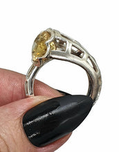 Load image into Gallery viewer, Citrine Ring, Size 8.5, Sterling Silver, Angel's Trumpet Design, Artisan Ring - GemzAustralia 