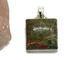 Load image into Gallery viewer, Unakite Pendant, Square Shaped, Sterling Silver, Balance Stone, Third Eye Chakra, Heart Chakra - GemzAustralia 