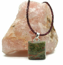 Load image into Gallery viewer, Unakite Pendant, Square Shaped, Sterling Silver, Balance Stone, Third Eye Chakra, Heart Chakra - GemzAustralia 