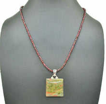 Load image into Gallery viewer, Unakite Pendant, Square Shaped, Sterling Silver, Balance Stone, Third Eye Chakra, Heart Chakra - GemzAustralia 