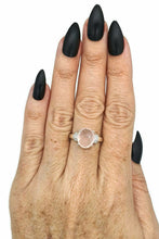 Load image into Gallery viewer, Rose Quartz Ring, Size 8.5, Sterling Silver, Oval Shape, 5 Carats - GemzAustralia 