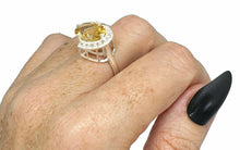 Load image into Gallery viewer, Citrine Ring, Size 8.75, Sterling Silver, Half Halo, Engagement Ring - GemzAustralia 