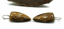Load image into Gallery viewer, Tiger's Eye Earrings, Arrowhead Design, Sterling Silver, Checkerboard Facet - GemzAustralia 