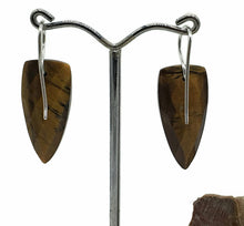 Load image into Gallery viewer, Tiger's Eye Earrings, Arrowhead Design, Sterling Silver, Checkerboard Facet - GemzAustralia 