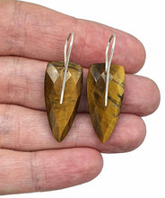Load image into Gallery viewer, Tiger's Eye Earrings, Arrowhead Design, Sterling Silver, Checkerboard Facet - GemzAustralia 