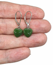 Load image into Gallery viewer, Canadian Jade Heart Earrings, Sterling Silver, Deep Green Jade Hearts - GemzAustralia 