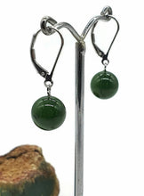Load image into Gallery viewer, Canadian Jade Ball Earrings, Sterling Silver, Deep Green Jade Balls - GemzAustralia 