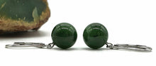 Load image into Gallery viewer, Canadian Jade Ball Earrings, Sterling Silver, Deep Green Jade Balls - GemzAustralia 
