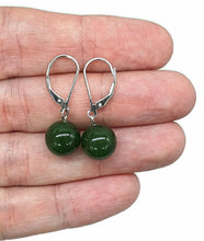 Load image into Gallery viewer, Canadian Jade Ball Earrings, Sterling Silver, Deep Green Jade Balls - GemzAustralia 