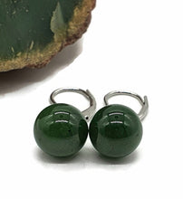 Load image into Gallery viewer, Canadian Jade Ball Earrings, Sterling Silver, Deep Green Jade Balls - GemzAustralia 