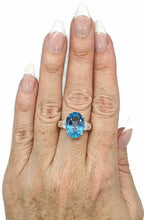 Load image into Gallery viewer, Swiss Blue Topaz &amp; White Zircon Ring, 4 Sizes, Sterling Silver, 10 carats - GemzAustralia 