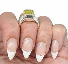 Load image into Gallery viewer, Lemon Quartz Ring, Emerald Faceted, 4 sizes, Sterling Silver, 10 carats, Gemini Zodiac - GemzAustralia 