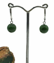 Load image into Gallery viewer, Canadian Jade Ball Earrings, Sterling Silver, Deep Green Jade Balls - GemzAustralia 