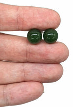 Load image into Gallery viewer, Canadian Jade Ball Earrings, Sterling Silver, Deep Green Jade Balls - GemzAustralia 