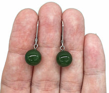 Load image into Gallery viewer, Canadian Jade Ball Earrings, Sterling Silver, Deep Green Jade Balls - GemzAustralia 