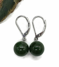 Load image into Gallery viewer, Canadian Jade Ball Earrings, Sterling Silver, Deep Green Jade Balls - GemzAustralia 