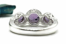 Load image into Gallery viewer, Amethyst Ring, 3 Sizes, Sterling Silver, Trilogy Ring, Three Stone Ring - GemzAustralia 