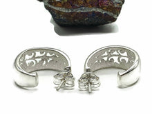 Load image into Gallery viewer, Three Quarter Hoop Earrings, Sterling Silver, Filigree Design, Silver Hoops - GemzAustralia 
