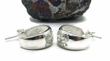 Load image into Gallery viewer, Three Quarter Hoop Earrings, Sterling Silver, Filigree Design, Silver Hoops - GemzAustralia 