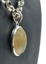 Load image into Gallery viewer, Golden Rutilated Quartz Pendant, Sterling Silver, Oval Shaped, 45 Carats - GemzAustralia 